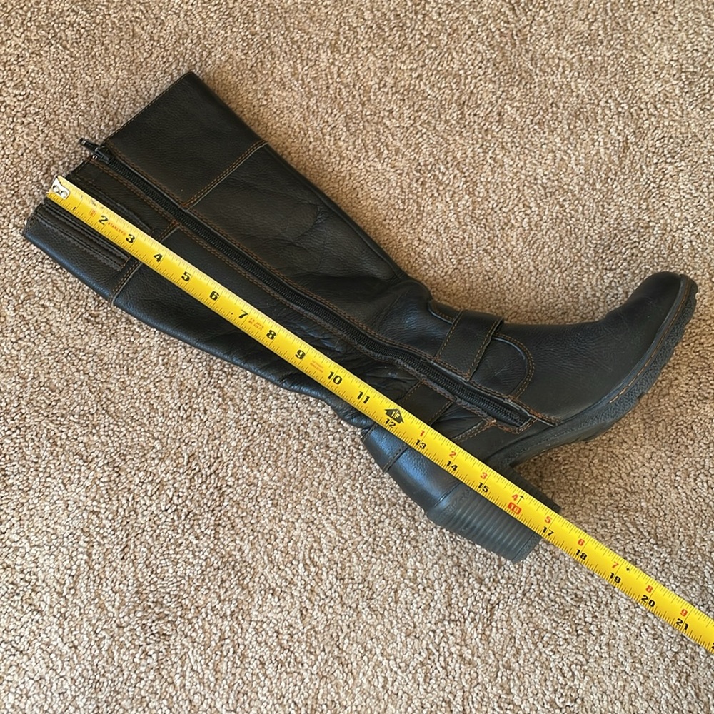 Born B.o.c Knee High Black Leather Riding Boots 7.5 Buckle Heel Equestrian - Picture 9 of 15